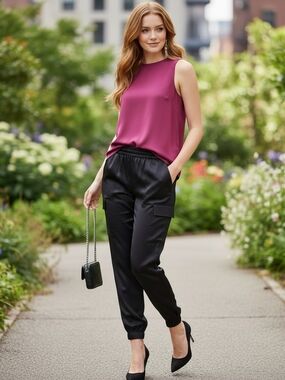 Ann Taylor - Sweater In Fuschia- Square Neckline- Large Petite-EUC $98 Retail